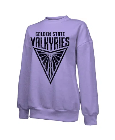 Majestic Threads Violet Golden State Valkyries Primary Logo Drop Shoulder Tri-blend Pullover Sweatsh In Purple
