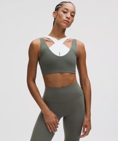 Lululemon Bend This Scoop And Square Bra In Green