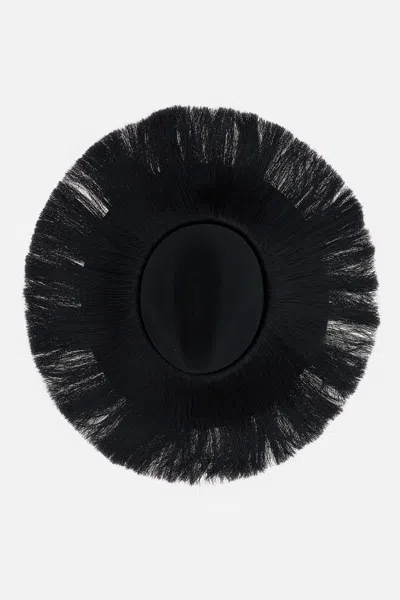 Comme Des Garçons Fedora Hat With Fringes In Black