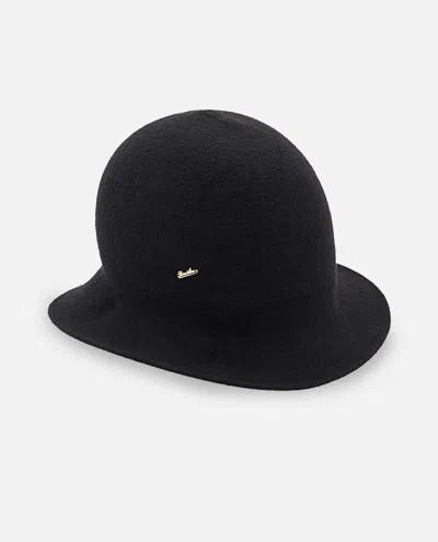 Borsalino Wool Blend Cloche Hat With Wide Brim In Black