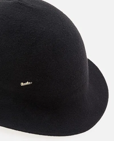 Borsalino Wool Blend Cloche Hat With Wide Brim In Black
