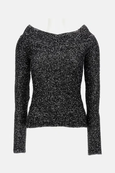 Stella Mccartney Long-sleeve Sparklinh Top With Sequins In Gray