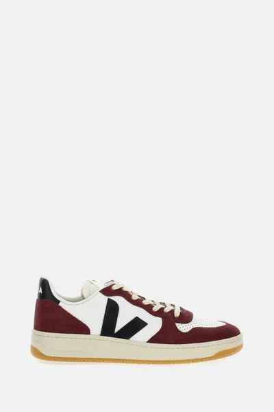 Veja Multicolour Leather And Suede In Burgundy