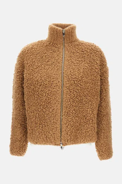 Max Mara High-neck Zip-front Cardigan In Brown