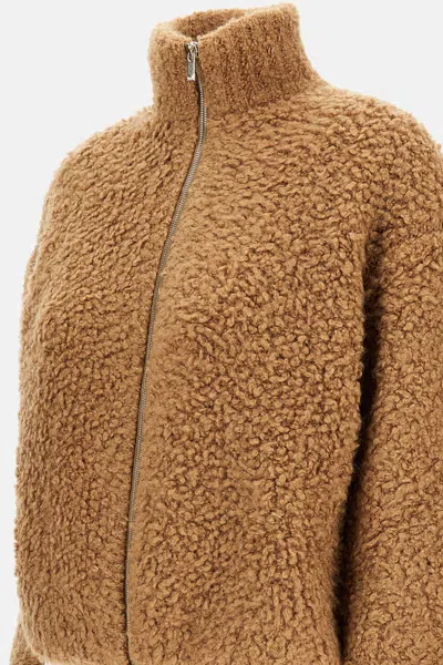Max Mara High-neck Zip-front Cardigan In Brown