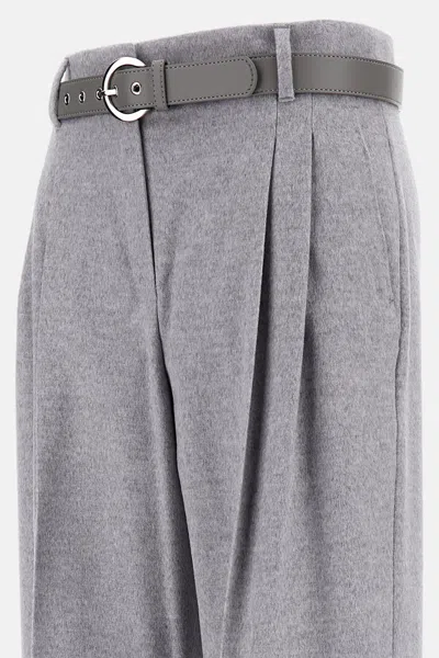 Max Mara Dark Grey Paride Solid Pants In Gray