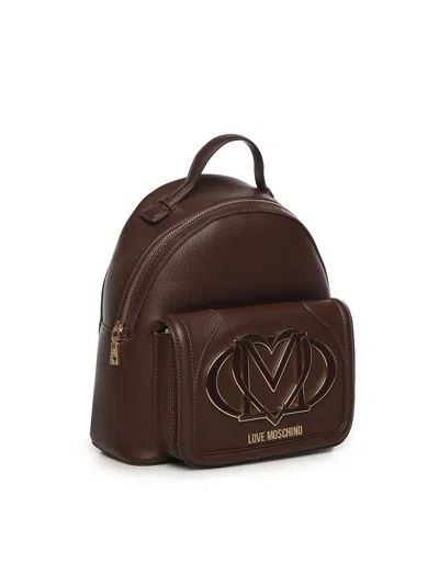 Love Moschino Backpack With Maxi Logo In Brown