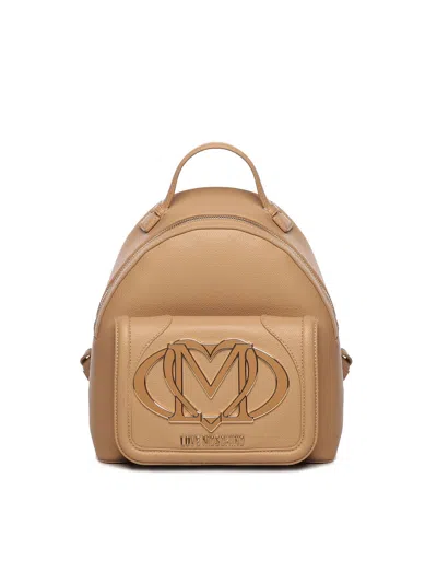 Love Moschino Backpack With Large Logo In Nude