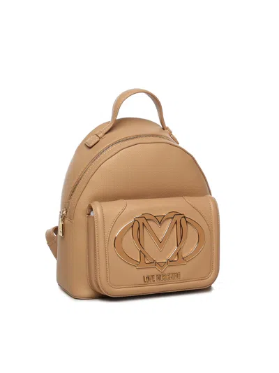 Love Moschino Backpack With Large Logo In Nude