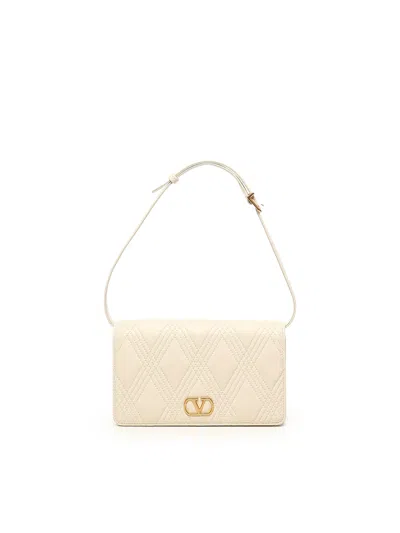 Valentino Quiltie 67 Mini Leather Shoulder Bag In Neutral