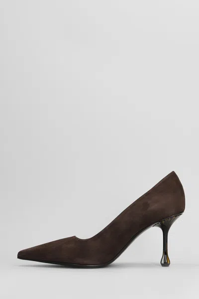 Jimmy Choo Ixia Pointed Toe Suede Pumps In Brown