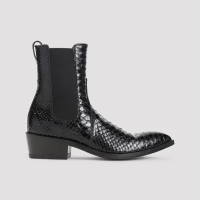 Tom Ford Matte Printed Python Chelsea Boot In Black