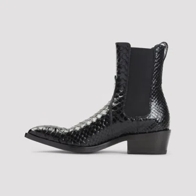 Tom Ford Matte Printed Python Chelsea Boot In Black