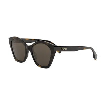 Fendi Lettering Square Acetate Sunglasses In Brown