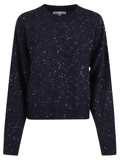Antonelli Cropped Knit Sweater With Subtle Sequin Detailing In Blue