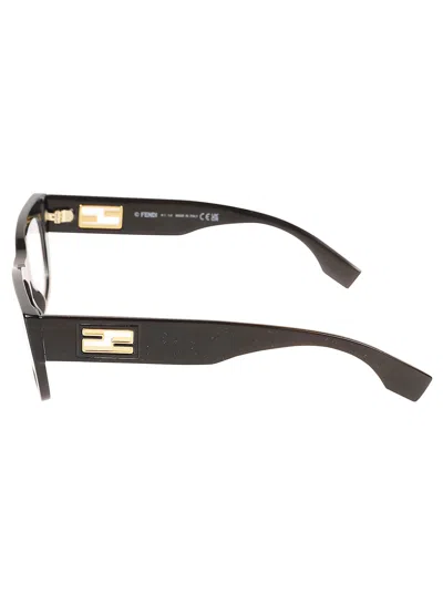 Fendi Cat-eye Metallic Logo Sided Glasses In Black