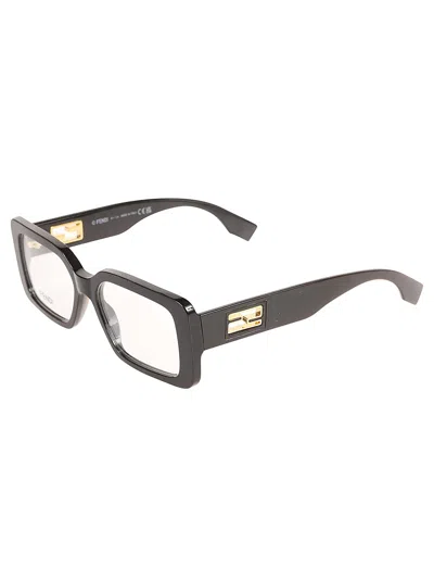 Fendi Square Frame Clear Lense Glasses In Black