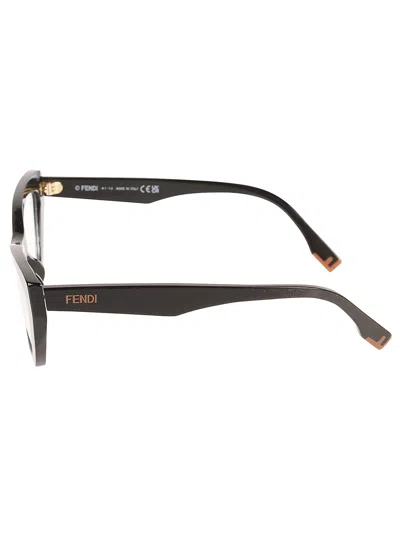Fendi Cat-eye Metallic Logo Sided Glasses In Black