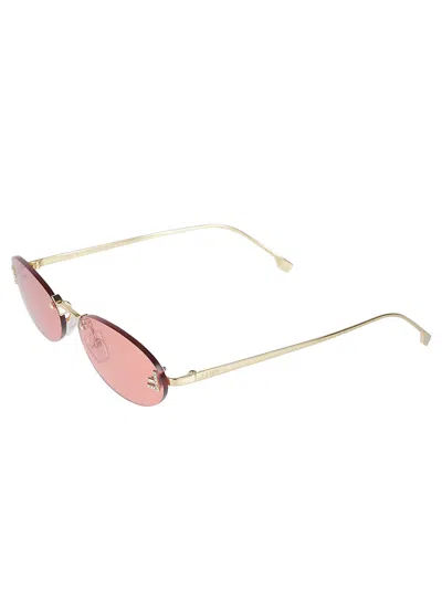 Fendi First Fe 4075us 30a Oval Sunglasses In Gold