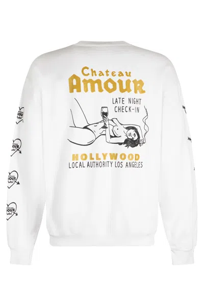 Local Authority Cotton Crew-neck Sweatshirt In White