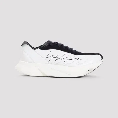 Y-3 Premium Leather And Rubber Sneakers With Iconic Detailing In White