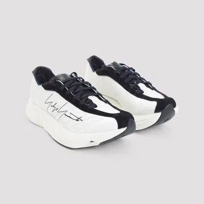 Y-3 Premium Leather And Rubber Sneakers With Iconic Detailing In White