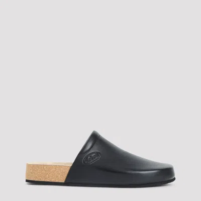 Balenciaga Men Leather Mules With Cork Insole In Black