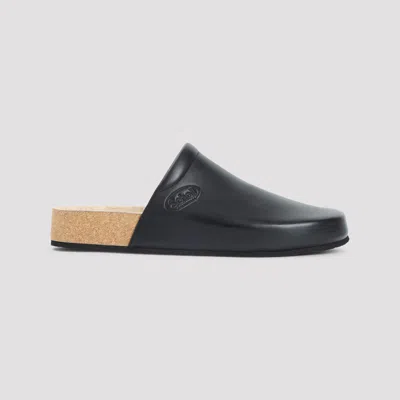 Balenciaga Men Leather Mules With Cork Insole In Black