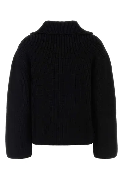 Courrèges Half-zip Sweater With Logo Patch In Black