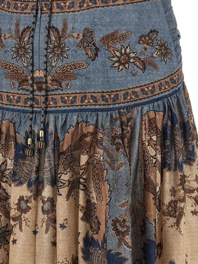 Zimmermann The Ascension Plunge Halter Cotton Long Dress In Gray