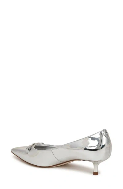 Sam Edelman Kaya Pointed Toe Kitten Heel Pump In Silver