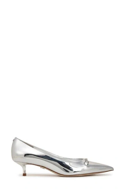 Sam Edelman Kaya Pointed Toe Kitten Heel Pump In Silver