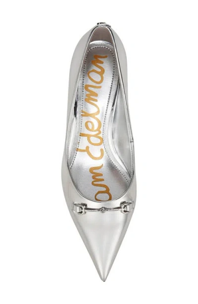 Sam Edelman Kaya Pointed Toe Kitten Heel Pump In Silver