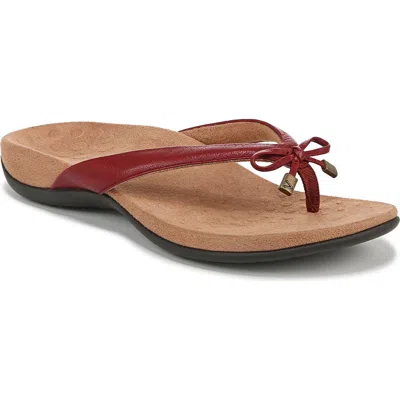 Vionic Bella X Womens Open Toe Slip On Thong Sandals In Burgundy