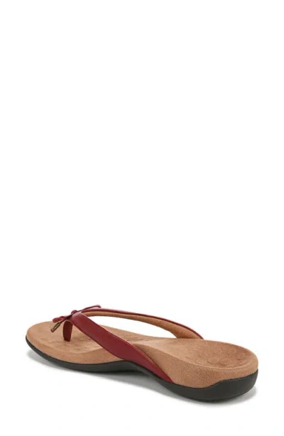 Vionic Bella X Womens Open Toe Slip On Thong Sandals In Burgundy