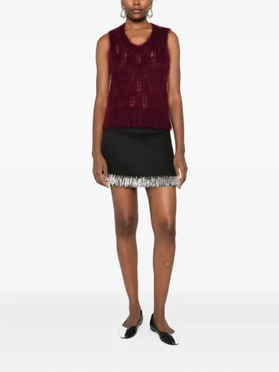 Forte Forte Sleeveless Burgundy Knit Sweater With Openwork Details In Purple