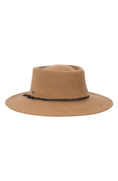 Scala Wool Blend Knit Gaucho Hat In Brown
