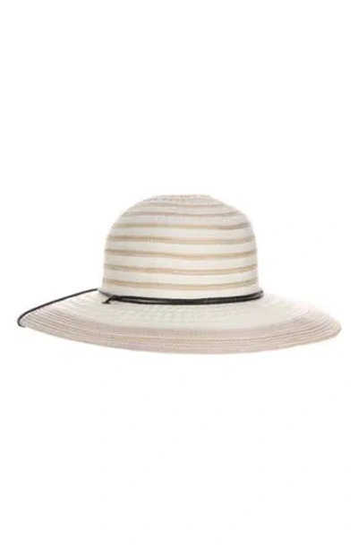 Scala Ribbon Straw Floppy Hat In Neutral