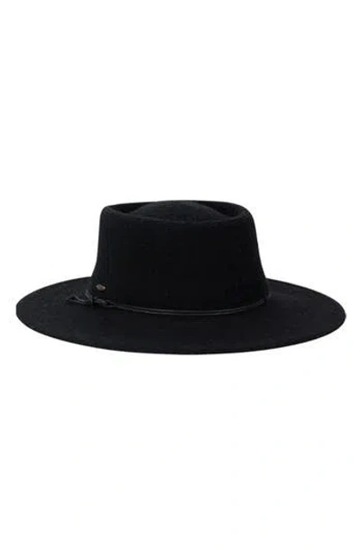 Scala Wool Blend Knit Gaucho Hat In Black
