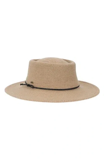 Scala Wool Blend Knit Gaucho Hat In Gray