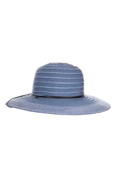 Scala Ribbon Straw Floppy Hat In Blue