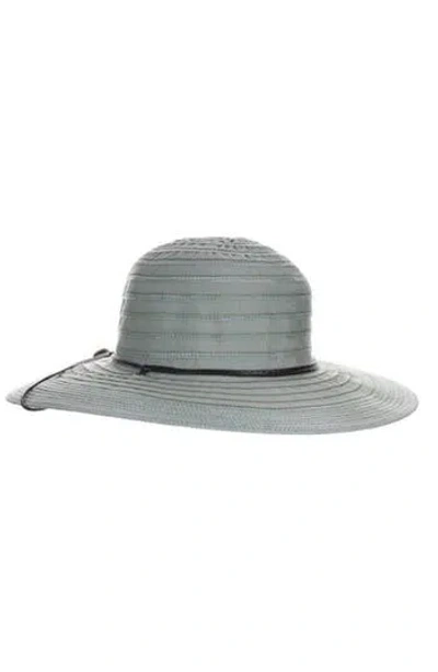 Scala Ribbon Straw Floppy Hat In Gray