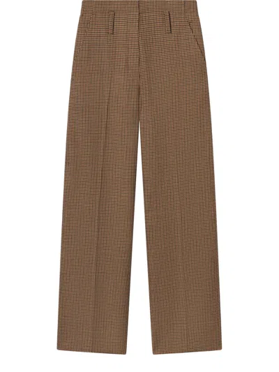 A.l.c . Liam Houndstooth Wide Leg Wool Pants In Brown