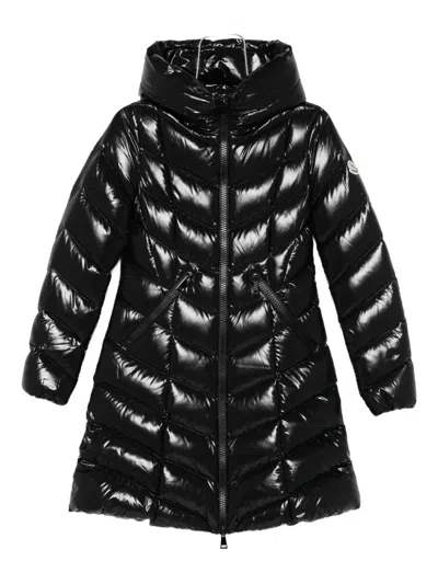 Moncler Chevron-quilted Hooded Puffer Jacket In Black