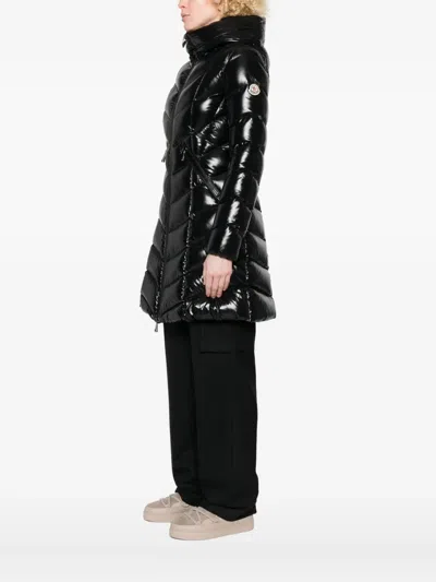 Moncler Chevron-quilted Hooded Puffer Jacket In Black