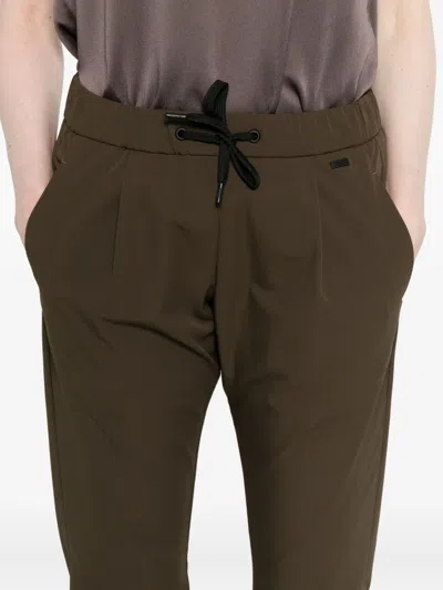 Herno Pleated Drawstring Trousers In Brown