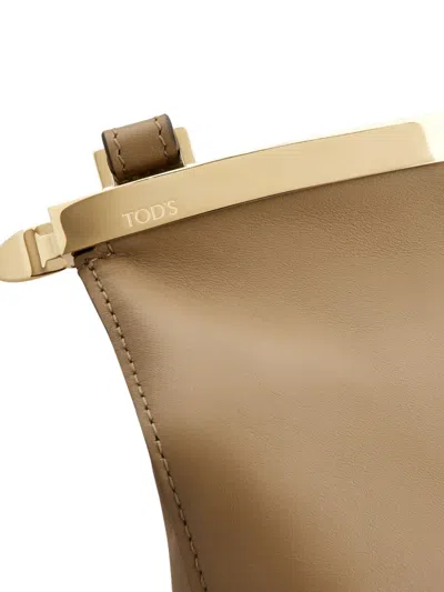 Tod's Beige Leather Magenta Bucket Bag In Neutral