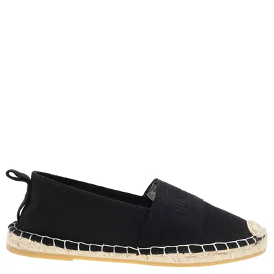 Superdry Canvas Logo Print Espadrilles In Black