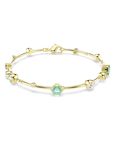 Swarovski Constella White & Green Crystal Flex Bracelet In Gold