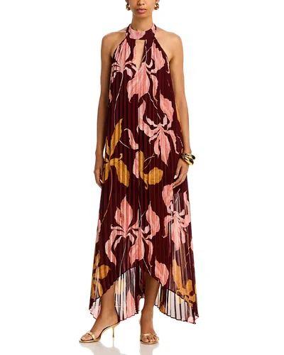 Steve Madden Maraya Floral Pleated Halter Neck Maxi Dress In Multi
